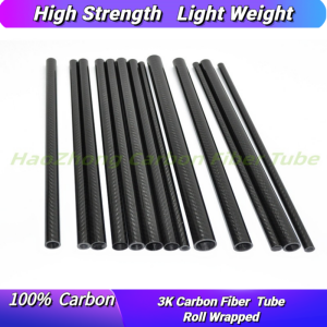 3K Roll Wrapped Carbon Fiber Tube 32-40mm OD 1000mm