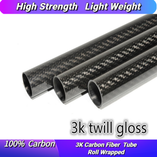 3K Roll Wrapped Carbon Fiber Tube 32-40mm L500mm