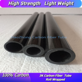 3K Roll Wrapped Carbon Fiber Tube 32-40mm OD 1000mm